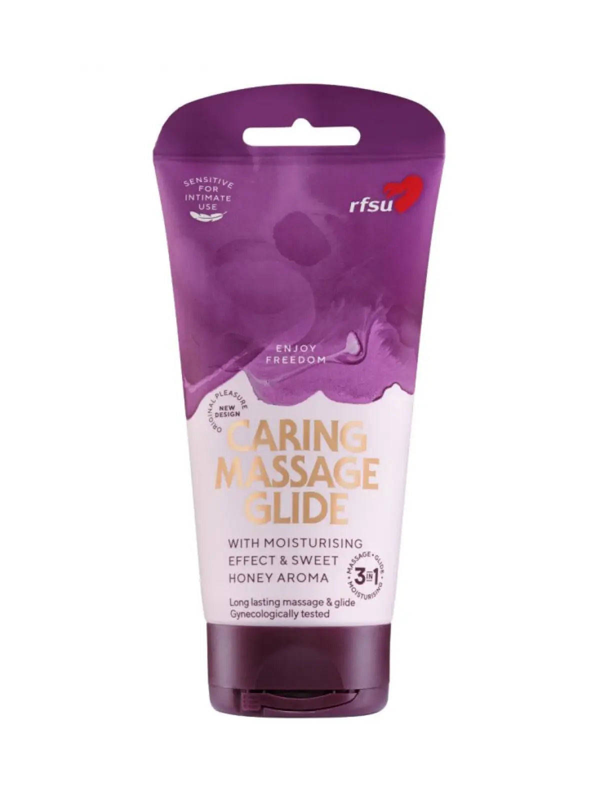 Caring Massage Glide vesipohjainen liukuvoide ja hierontageeli. Vegaaninen, raikas tuoksu, kosteuttava ja turvallinen käyttää. 150 ml pullo.