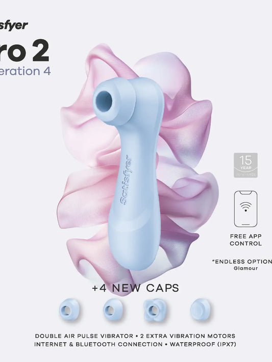 Voimakasta stimulaatiota Liquid Air -teknologialla
Tutustu uudistettuun Satisfyer Pro 2 Generation 4 -laitteeseen – edistykselliseen ilmanpainestimulaattoriin, jossa yhdistyvät innovatiivinen Liquid Air -teknologia ja kaksi tehokasta värinämoottoria.
Kolmen tehokkaan moottorin ja uudistetun Air Pulse -suukappaleen ansiosta koet voimakkaan mutta täysin yksilöllisen stimulaation.